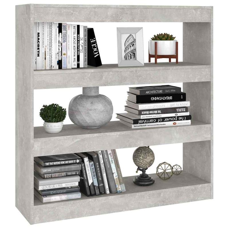 Bibliotecă/Separator cameră, gri beton, 100x30x103 cm