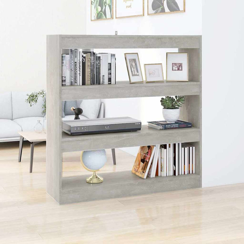 Bibliotecă/Separator cameră, gri beton, 100x30x103 cm