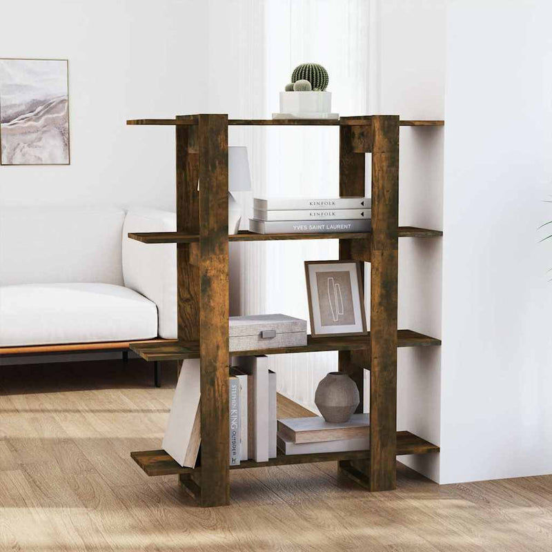 Bibliotecă/Separator cameră, stejar fumuriu, 100x30x123,5 cm