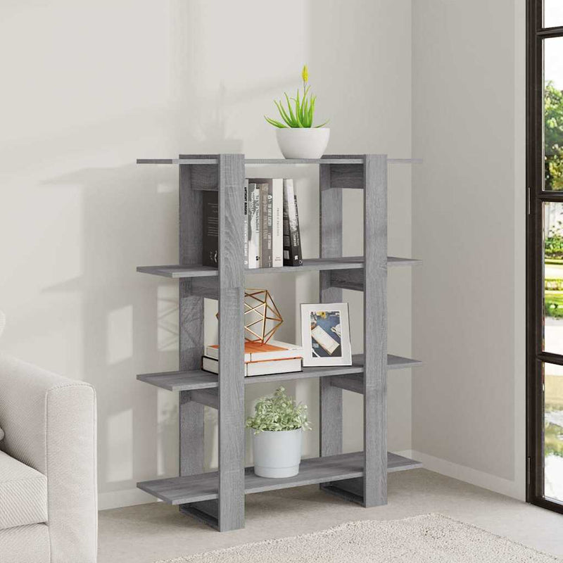 Bibliotecă/Separator cameră, gri sonoma, 100x30x123,5 cm