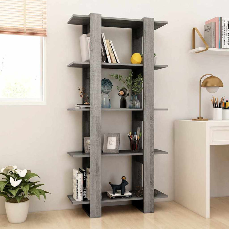 Bibliotecă/Separator cameră, gri sonoma, 80x30x160 cm, PAL