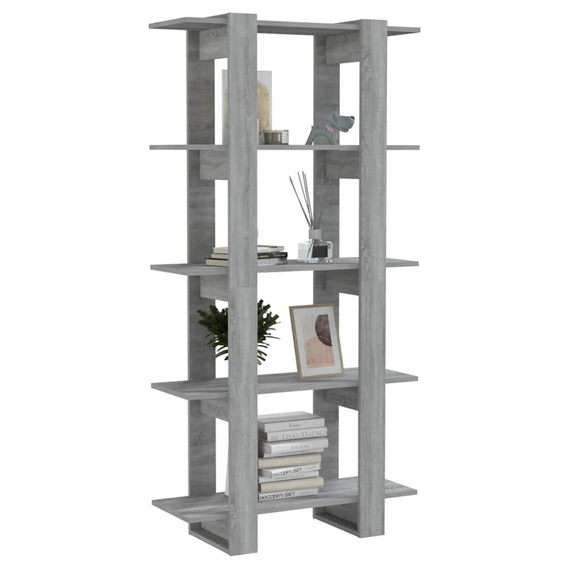 Bibliotecă/Separator cameră, gri sonoma, 80x30x160 cm, PAL