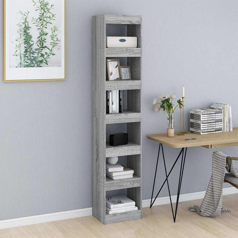 Bibliotecă/Separator cameră, sonoma gri, 40x30x198 cm