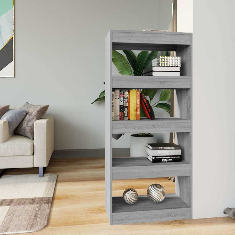 Bibliotecă/Separator, sonoma gri, 60x30x135 cm, lemn prelucrat