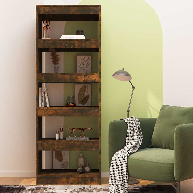 Bibliotecă/Separator stejar afumat 60x30x166 cm, lemn prelucrat