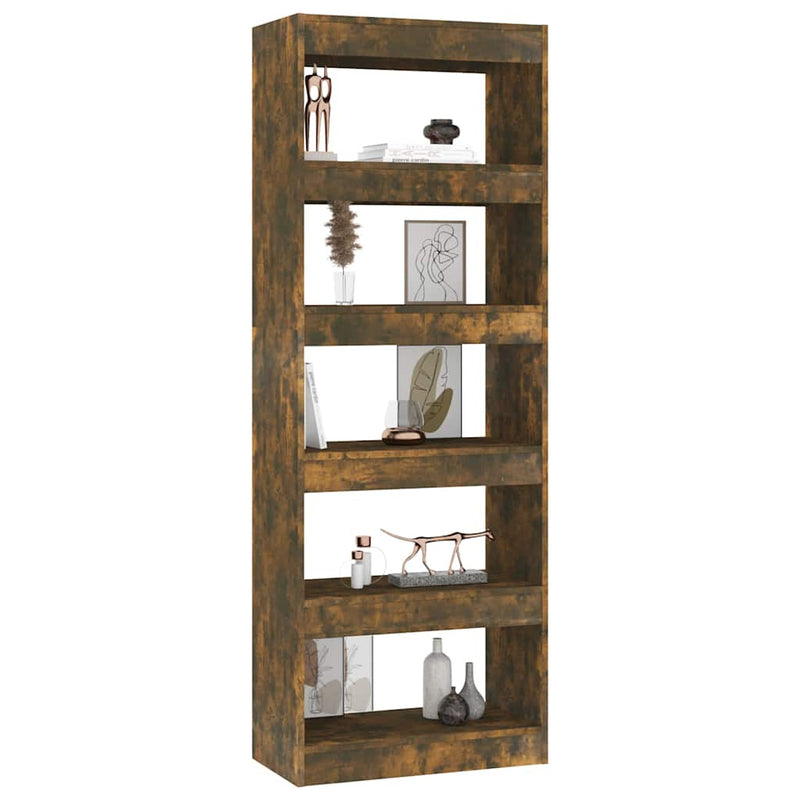 Bibliotecă/Separator stejar afumat 60x30x166 cm, lemn prelucrat