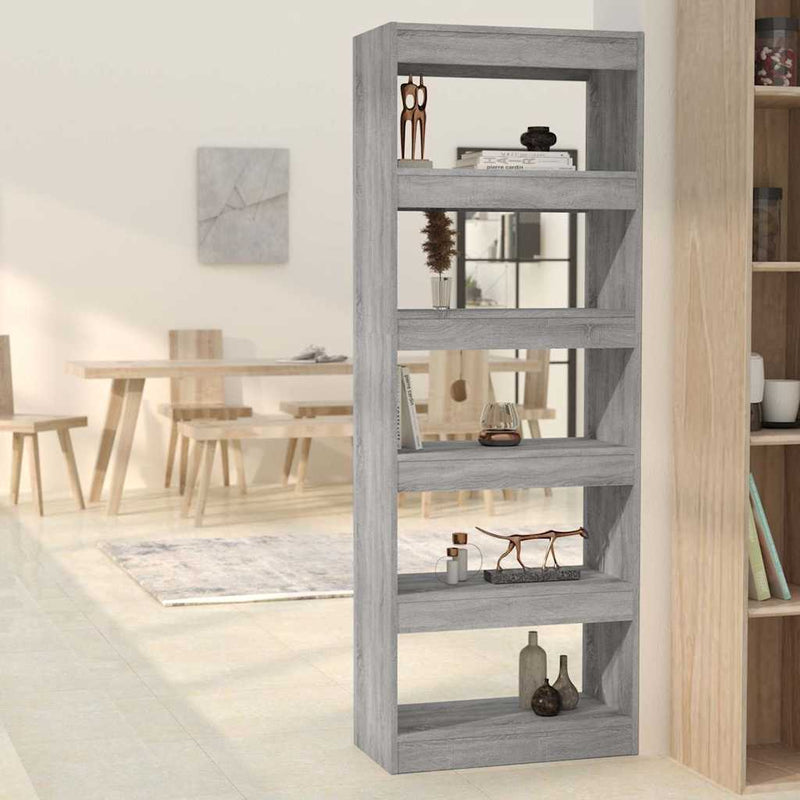 Bibliotecă/Separator cameră, gri sonoma, 60x30x166 cm, PAL