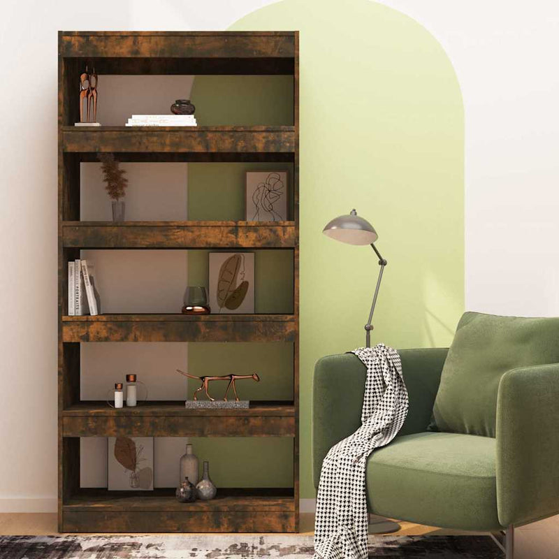 Bibliotecă/Separator cameră, stejar fumuriu, 80x30x166 cm, PAL