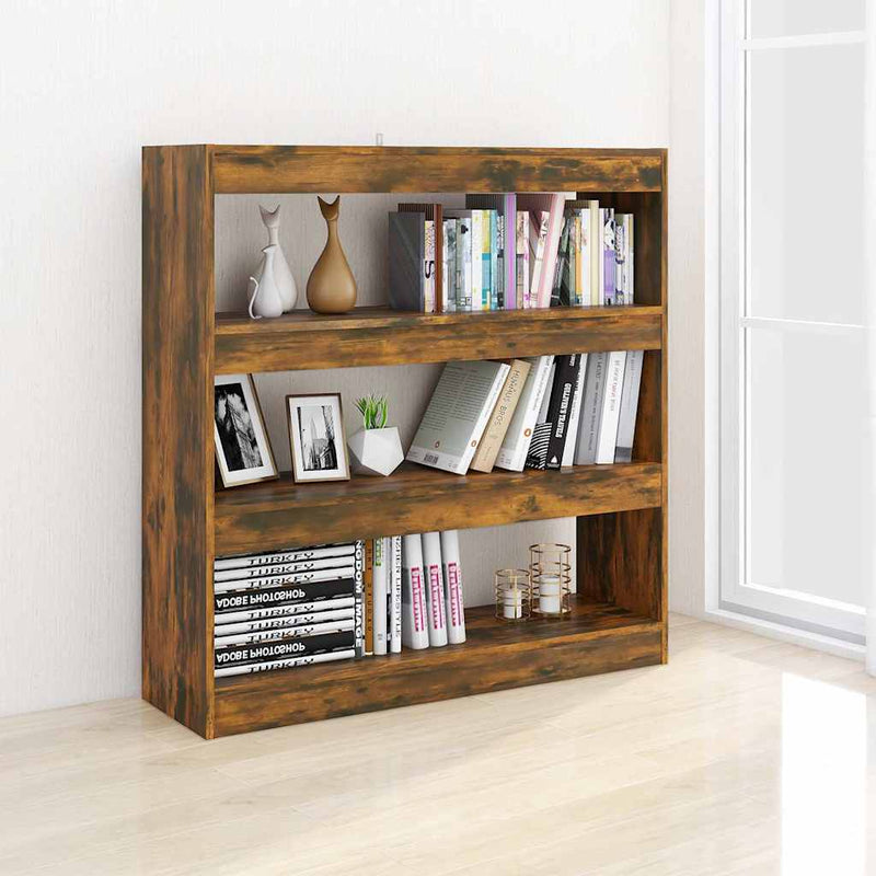 Bibliotecă/Separator cameră, stejar fumuriu, 100x30x103 cm