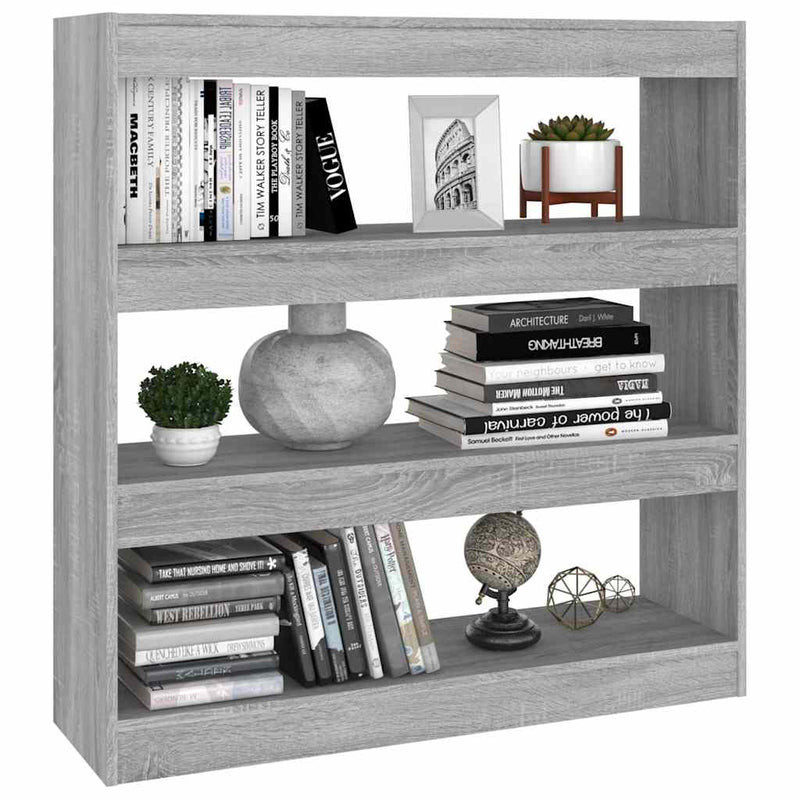 Bibliotecă/Separator cameră, gri sonoma, 100x30x103 cm