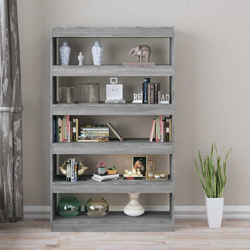 Bibliotecă/Separator cameră, gri sonoma, 100x30x166 cm