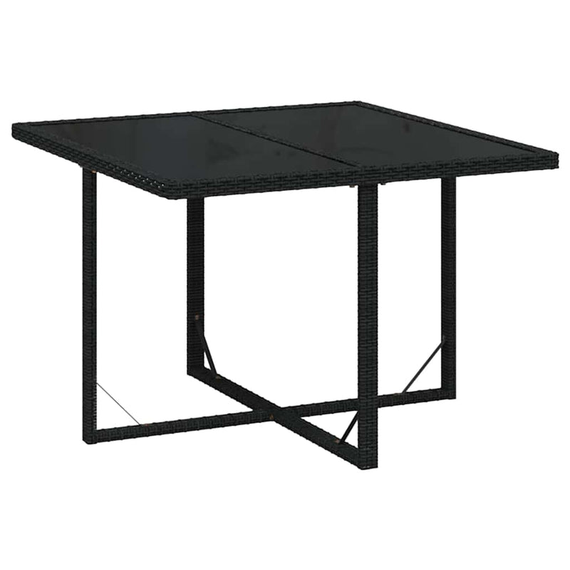 Set de masă pentru grădină cu perne, 5 piese, negru, poliratan