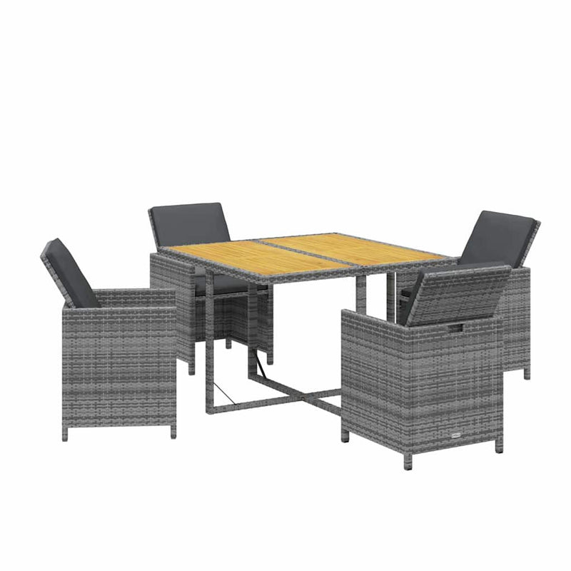 Set mobilier de grădină cu perne, 5 piese, gri, poliratan