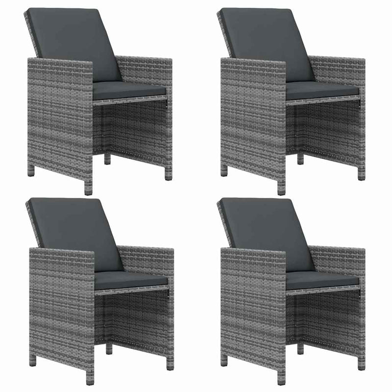 Set mobilier de grădină cu perne, 5 piese, gri, poliratan