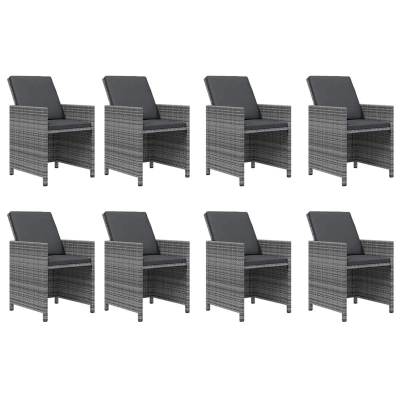 Set mobilier grădină cu perne, 9 piese, gri, poliratan