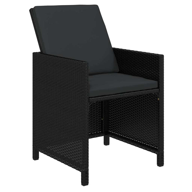 Set mobilier de grădină cu perne, 7 piese, negru, poliratan