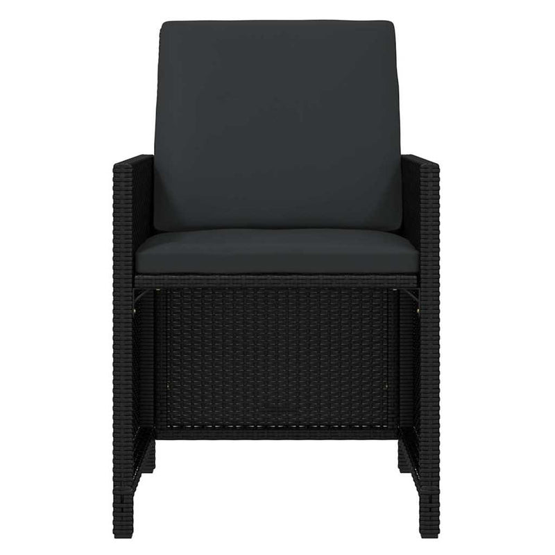 Set mobilier de grădină cu perne, 7 piese, negru, poliratan