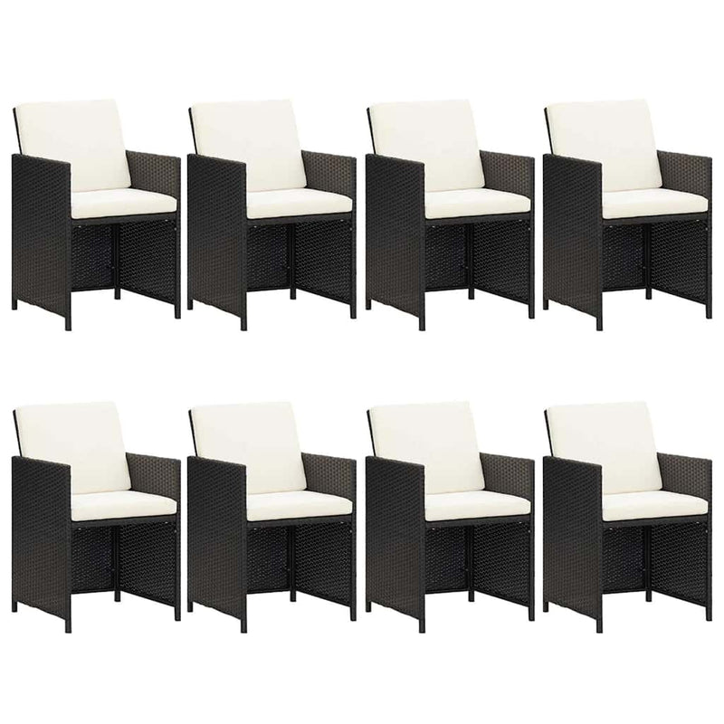 Set mobilier de grădină cu perne, 9 piese, negru, poliratan
