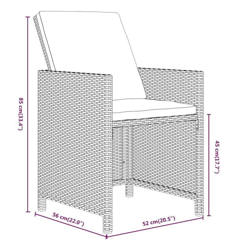 Set mobilier de grădină cu perne, 9 piese, negru, poliratan