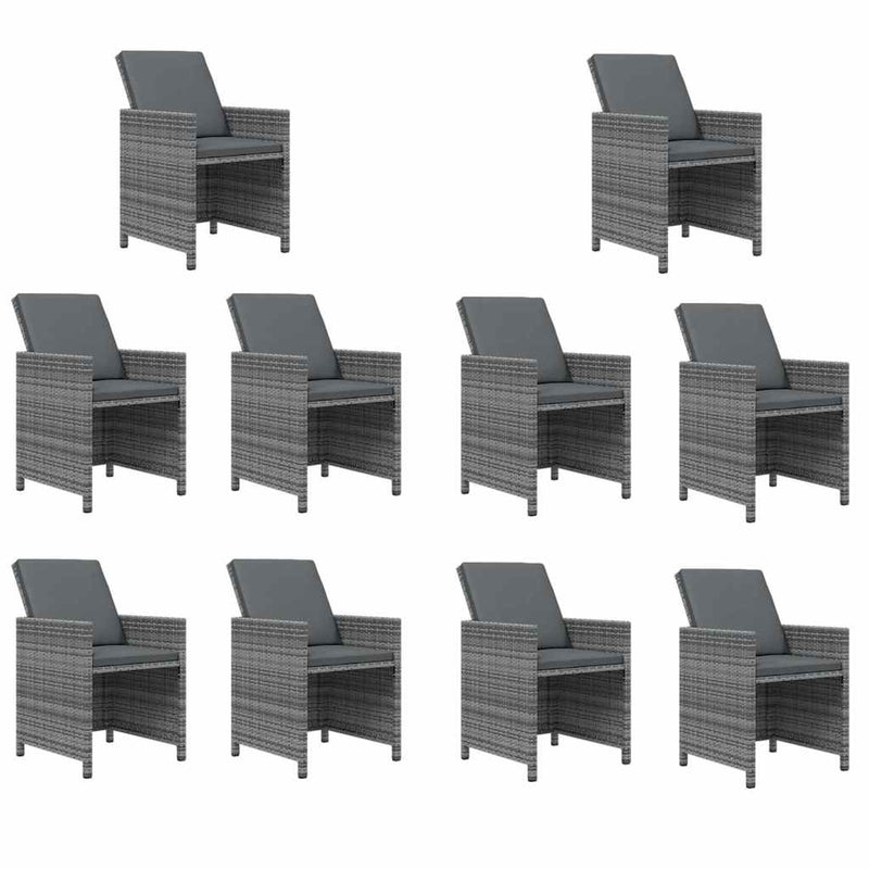 Set mobilier de grădină cu perne, 15 piese, gri, poliratan