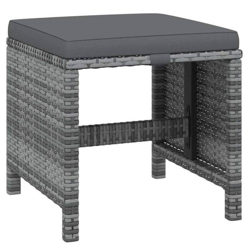 Set mobilier de grădină cu perne, 15 piese, gri, poliratan