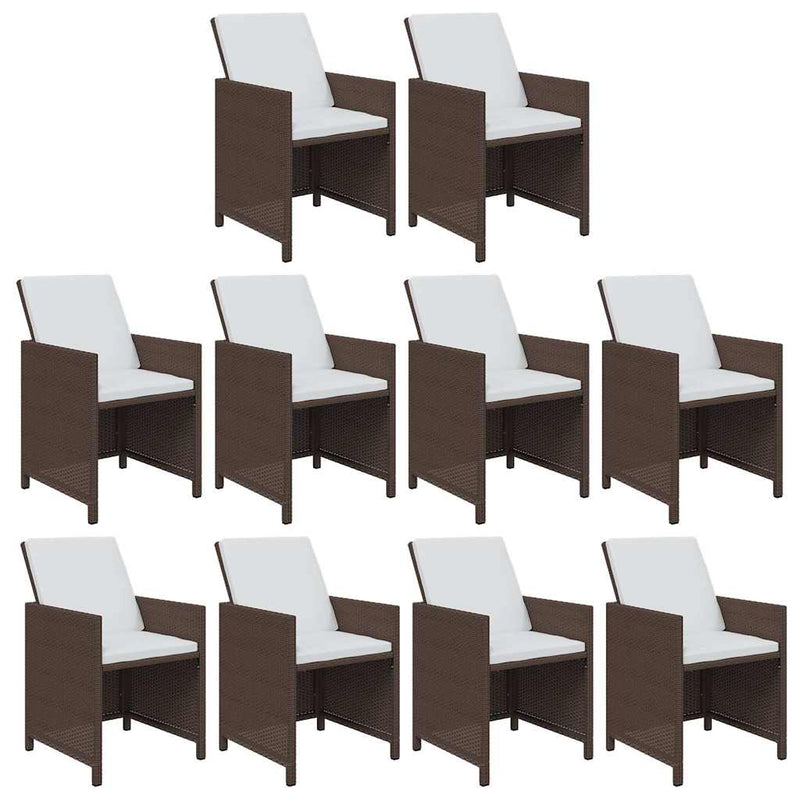 Set mobilier de exterior cu perne, 11 piese, maro, poliratan