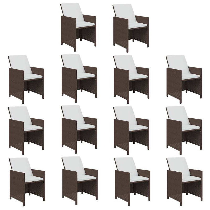 Set mobilier de grădină cu perne, 15 piese, maro, poliratan