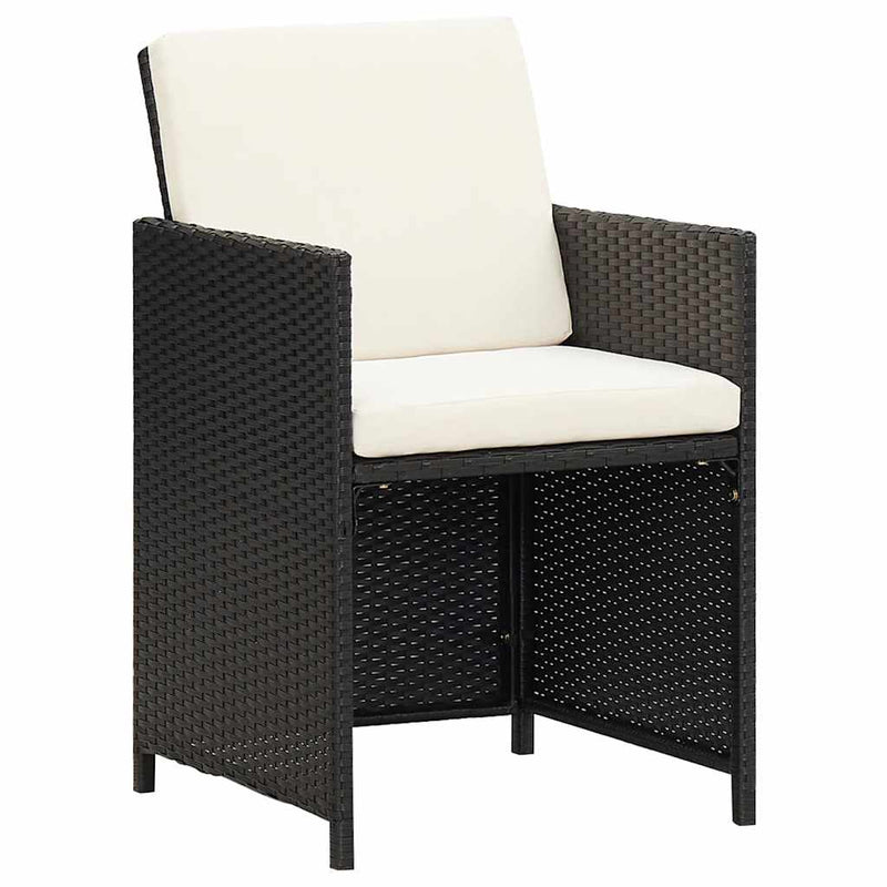 Set mobilier de exterior cu perne, 17 piese, negru, poliratan