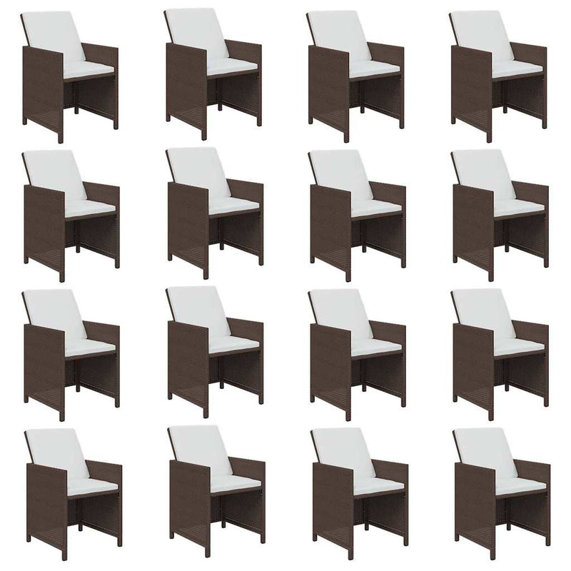 Set mobilier de grădină cu perne, 17 piese, negru, poliratan