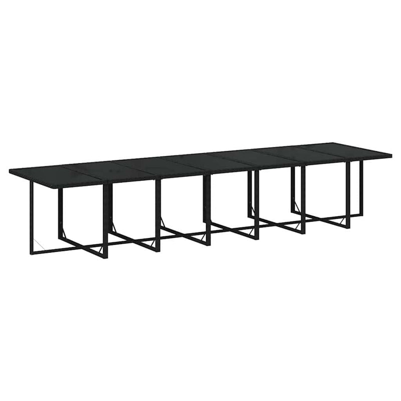Set mobilier de grădină cu perne, 19 piese, negru, poliratan