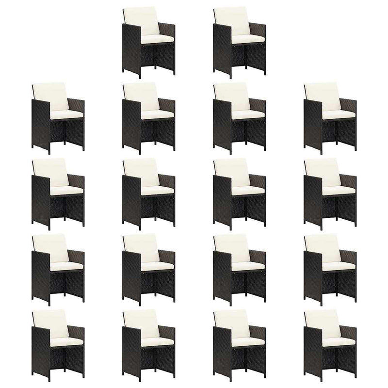 Set mobilier de grădină cu perne, 19 piese, negru, poliratan