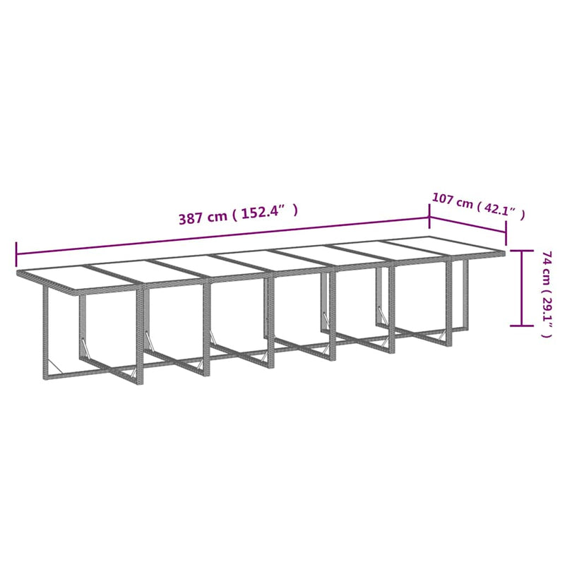 Set mobilier de grădină cu perne, 19 piese, negru, poliratan