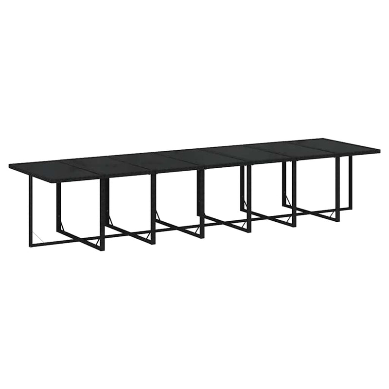 Set mobilier de grădină cu perne, 19 piese, negru, poliratan