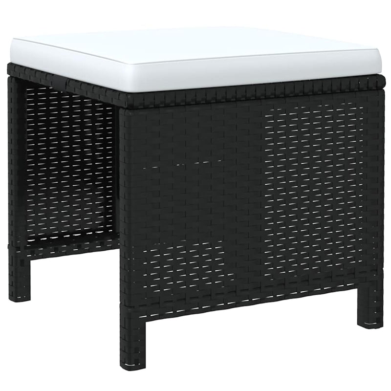 Set mobilier de grădină cu perne, 19 piese, negru, poliratan