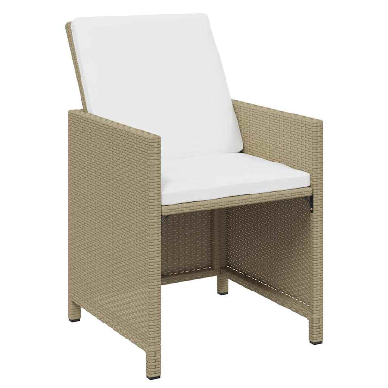 Set mobilier de exterior cu perne, 15 piese, bej, poliratan