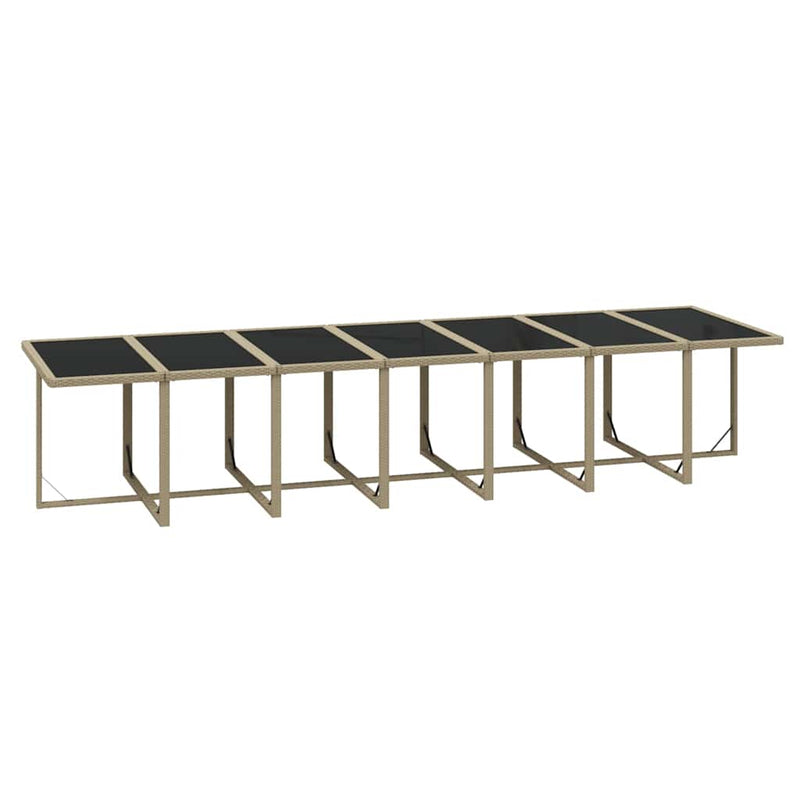 Set mobilier de exterior cu perne, 15 piese, bej, poliratan