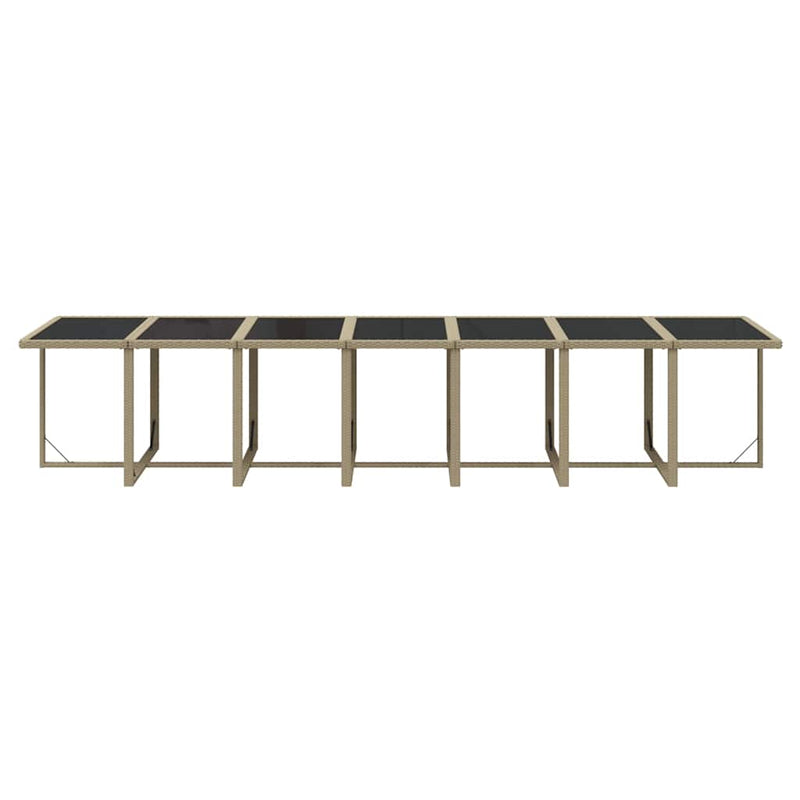 Set mobilier de exterior cu perne, 15 piese, bej, poliratan