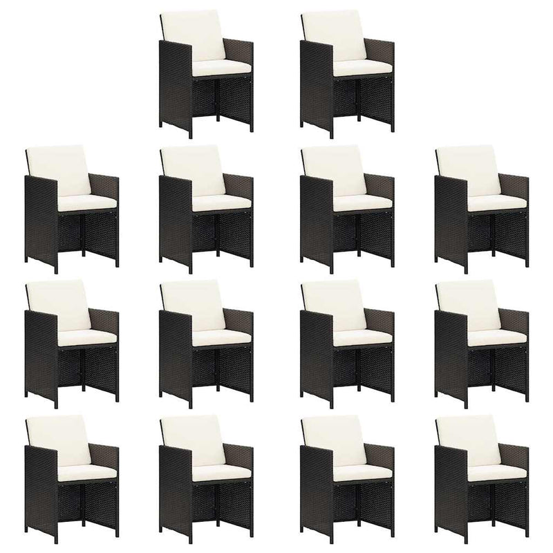 Set mobilier de grădină cu perne, 15 piese, negru, poliratan
