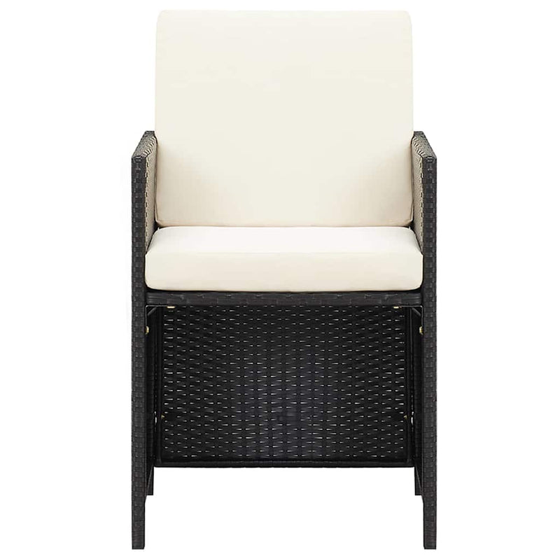 Set mobilier de grădină cu perne, 15 piese, negru, poliratan