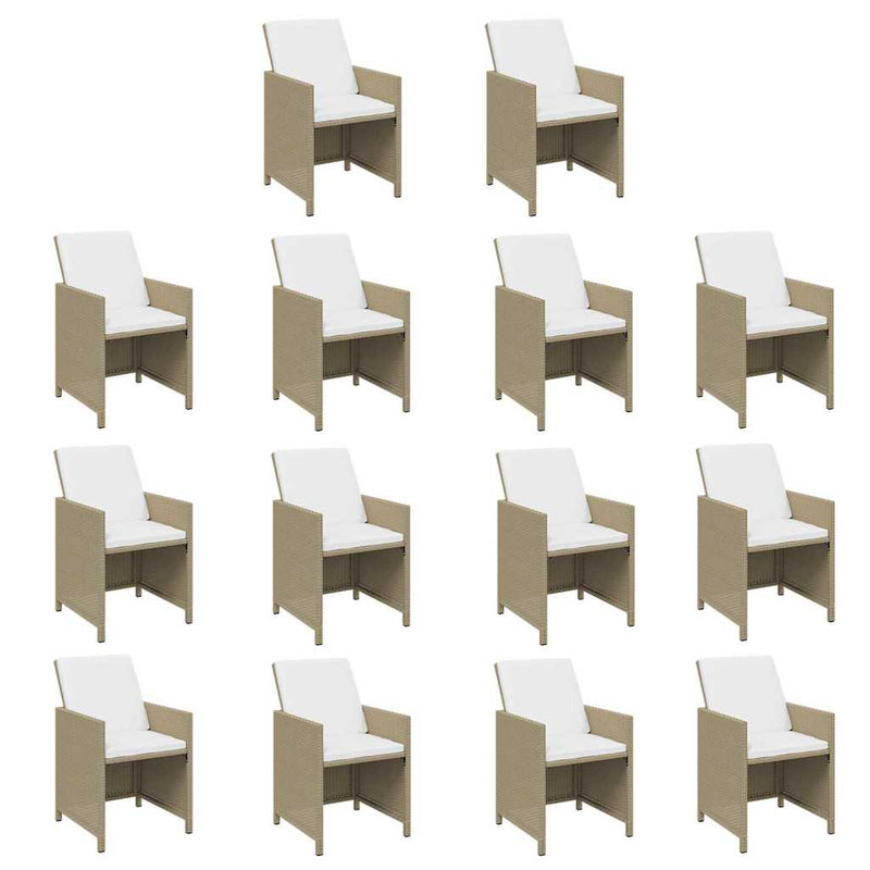 Set mobilier de grădină cu perne, 19 piese, bej, poliratan