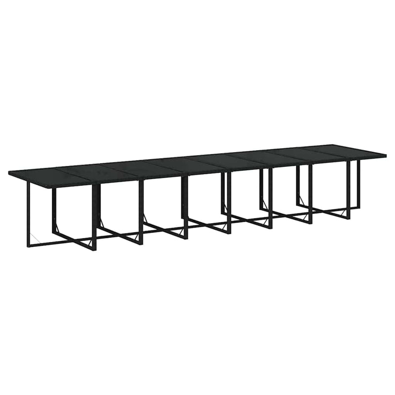Set mobilier de grădină cu perne, 17 piese, negru, poliratan