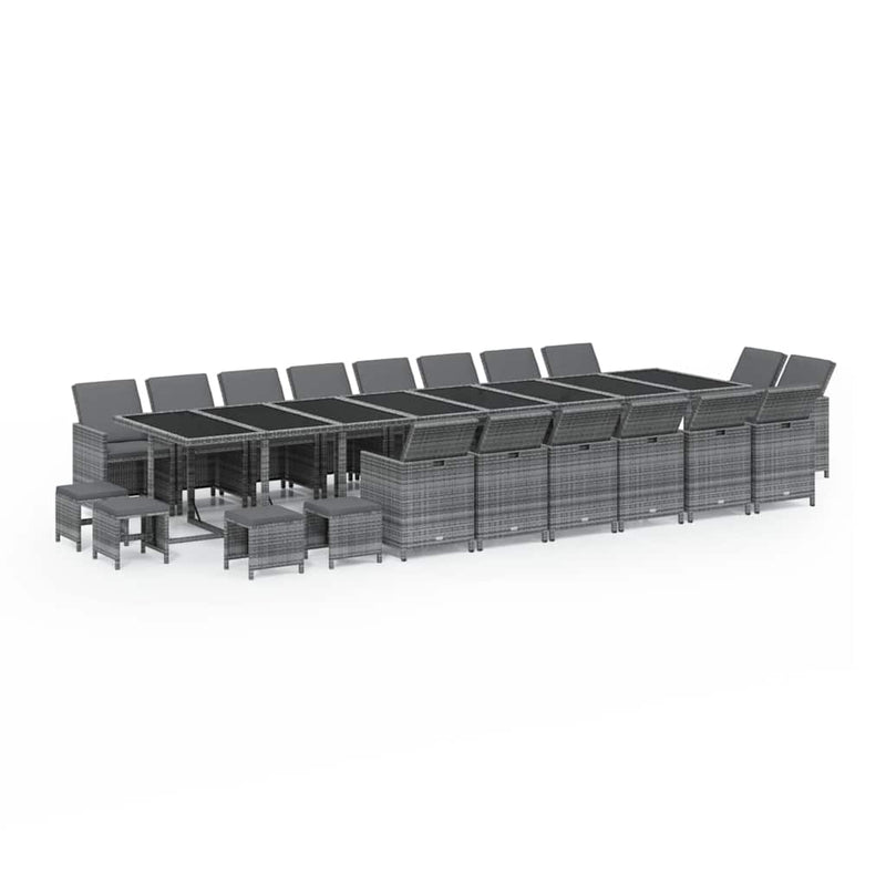Set mobilier de grădină cu perne, 21 piese, gri, poliratan
