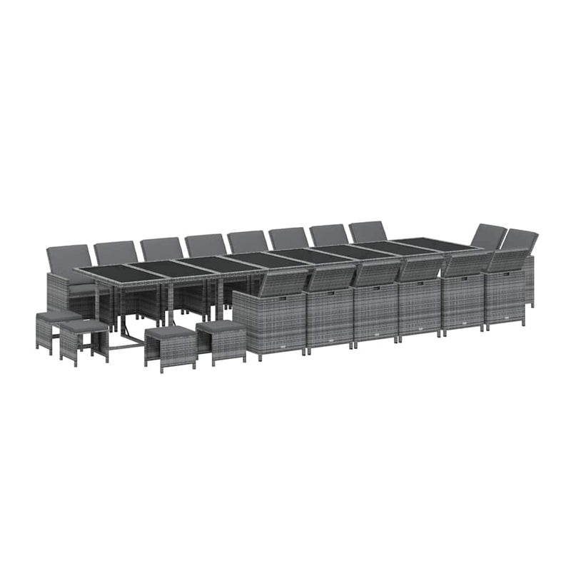 Set mobilier de grădină cu perne, 21 piese, gri, poliratan