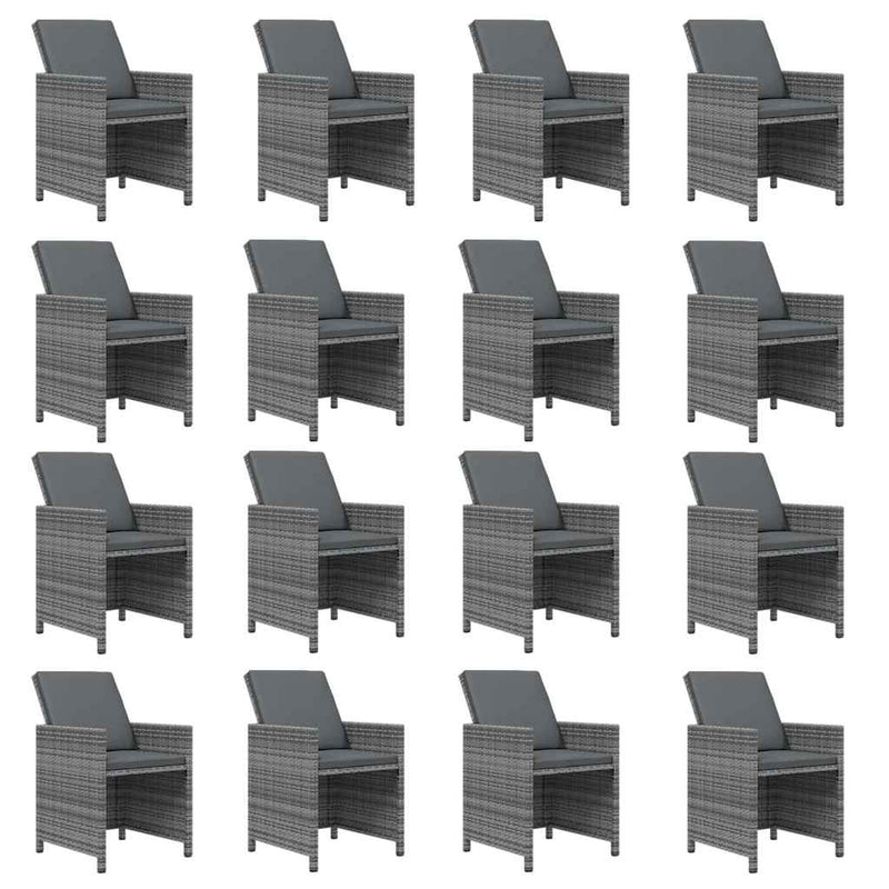Set mobilier de grădină cu perne, 21 piese, gri, poliratan