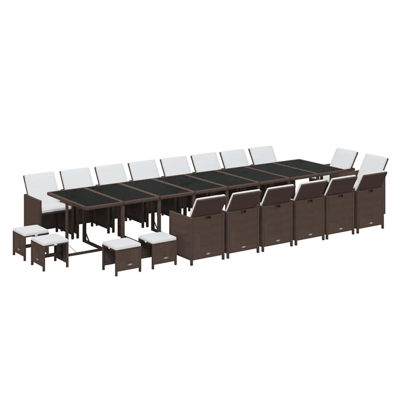 Set mobilier de grădină cu perne, 21 piese, maro, poliratan