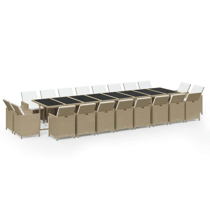 Set mobilier de grădină cu perne, 21 piese, bej, poliratan