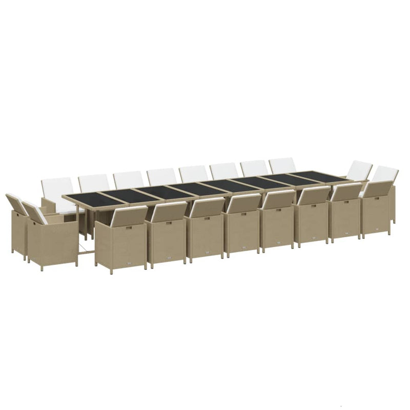 Set mobilier de grădină cu perne, 21 piese, bej, poliratan