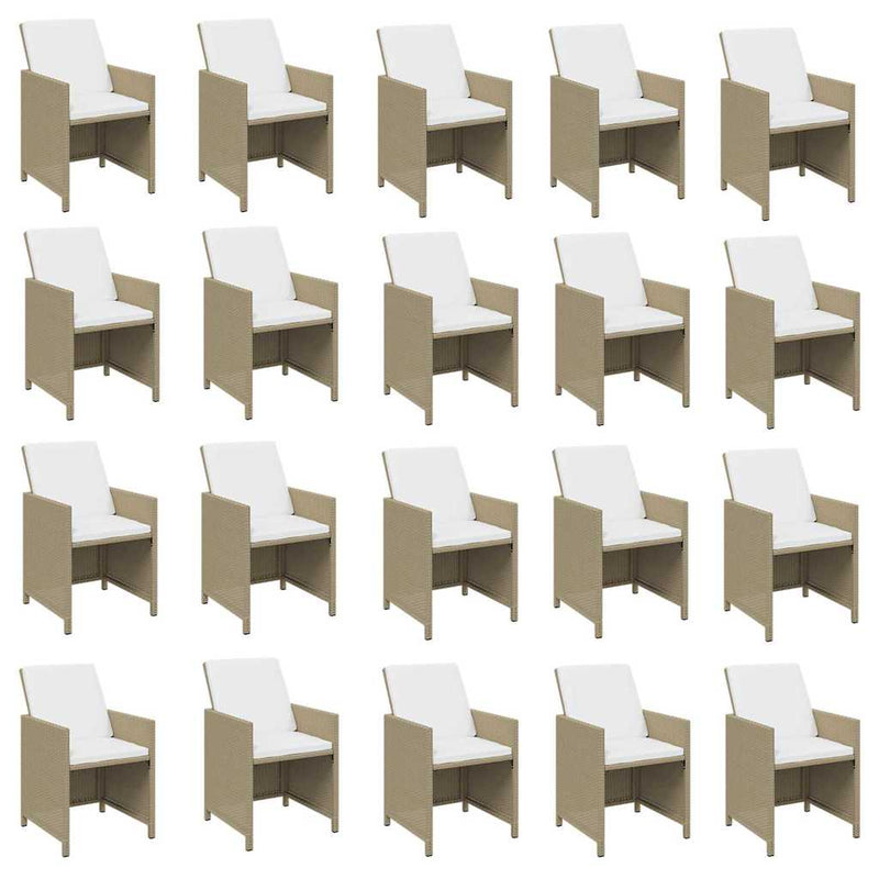 Set mobilier de grădină cu perne, 21 piese, bej, poliratan
