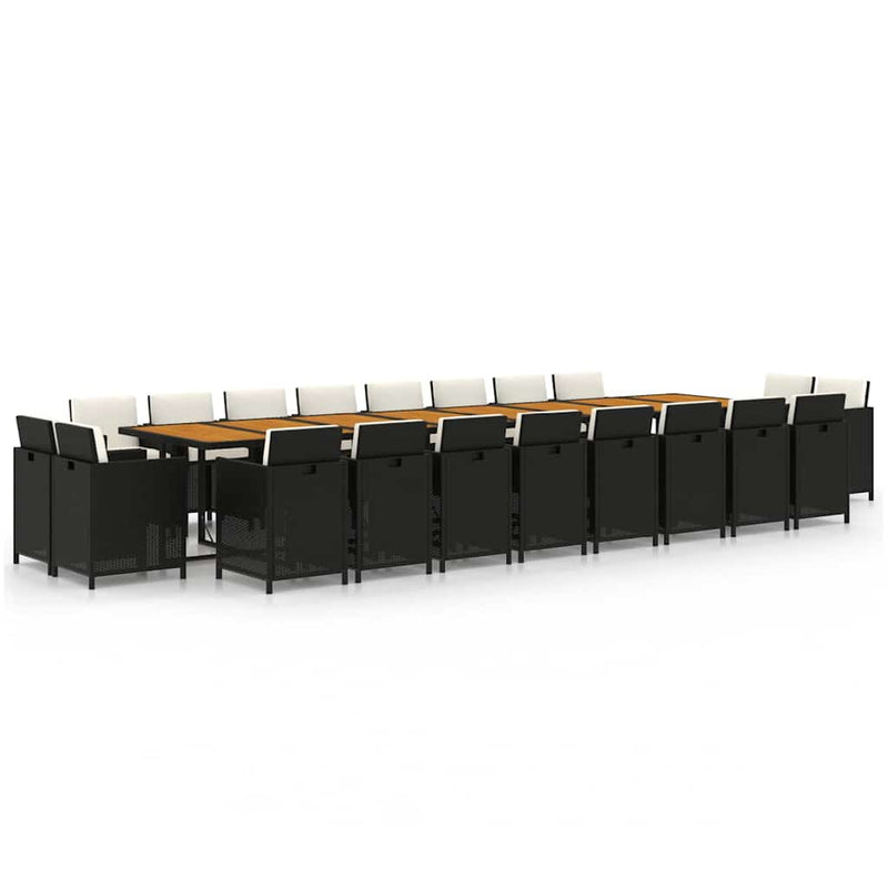 Set mobilier de grădină cu perne, 21 piese, negru, poliratan