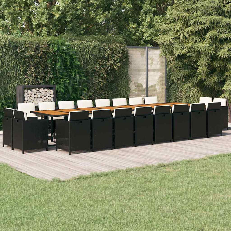 Set mobilier de grădină cu perne, 21 piese, negru, poliratan